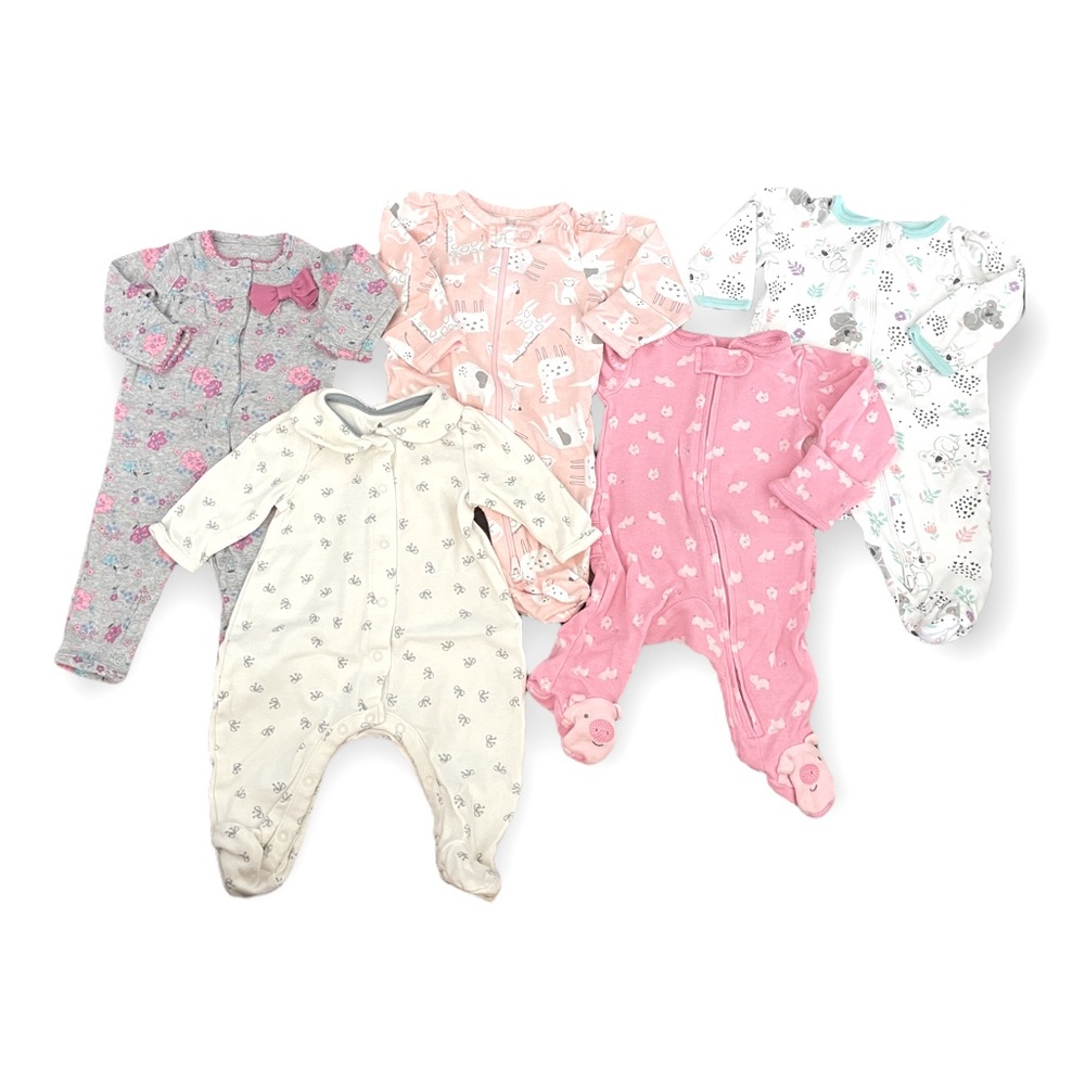 Baby Girl Footies - Newborn Lot Bundle